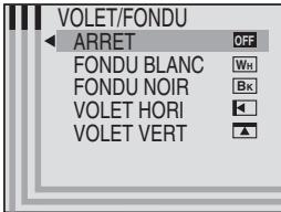 VOLET/FONDU ARRET OFF FONDU BLANC WH FONDU NOIR Bk VOLET HORI VOLET VERT ▲