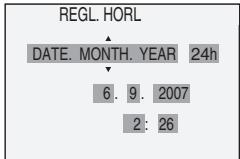 REGL. HORL DATE. MONTH. YEAR 24h 6. 9. 2007 2: 26