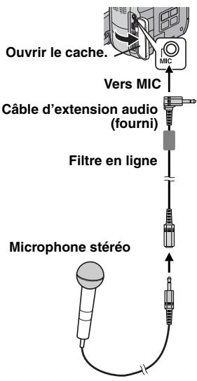 JVC GR-DX77 - Comment utiliser le câble d'extension audio - 1