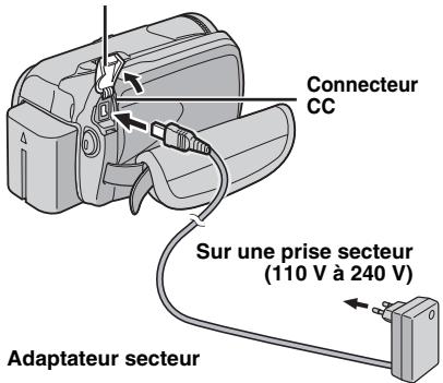 JVC GZ-MG57E - Charger la batterie en connectant l'adaptateur secteur. - 1