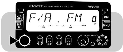 KENWOOD FM DUAL BANDER TM-G7077 F/F FM 1 3 5 7 9 OVER ESC OK VOL-9 SOL R/Dual PM MNU CALL VFD MAX MR M