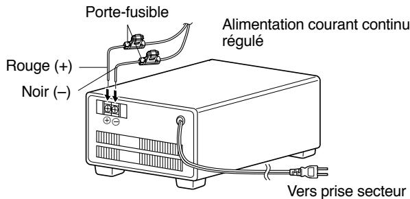 Porte-fusible Alimentation courant continu régulé Rouge (+) Noir (−) Vers prise secteur