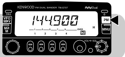 KENWOOD FM DUAL BANDER TM-G707 VFO MOV M3 M CALL 144.900 1 2 3 4 DWSR H PM MNU VOL→SCI
