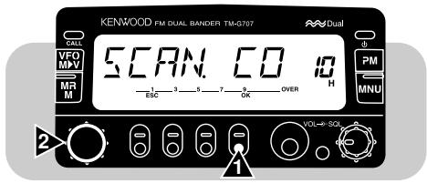 KENWOOD FM DUAL BANDER TM-0707 VFD MAX MR M SCAN CO ESC 3 5 7 9 OVER H PM MNU VOL→ SOL