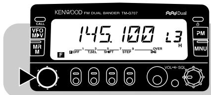 KENWOOD FM DUAL BANDER TM-0707 VFO MPV MR M 145.100:3 OFF TSEL SHIFT STEP OVER PM MNU VOL+SDS