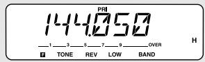 PRI 144.058 — 1 — 3 — 5 — 7 — 9 — OVER B TONE REV LOW BAND H