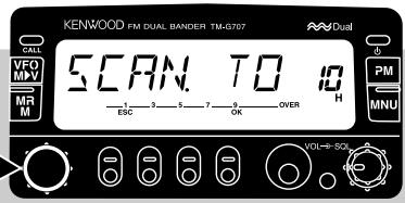 KENWOOD FM DUAL BANDER TM-G707 SCAN TO H VOL-9-SOL CALL VFD MPV MR M UP ESC OK PM MNU