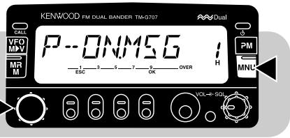 KENWOOD FM DUAL BANDER TM-G707 P--ONMSG 1 ESC 3 5 7 9 OVER H VOL→SQM Dual VEO MPV MR M PM MNU