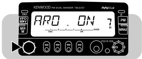KENWOOD FM DUAL BANDER TM-G707 VFO MV MR M APR . ON 7 ESC 3 5 7 9 OVER H PM MNU VOL→SO