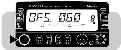 KENWOOD FM DUAL BANDER TM-G707 OFF 5. 060 8 H VFD MPN MR M ESC 3 5 7 9 OVER PM MNU VOL→ SQU