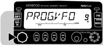 KENWOOD FM DUAL BANDER TM-G707 PROGVF0 9 H VFO MPV MR M E ESC 9 6 7 8 OK OVER VOL→SCI Dual PM MNU
