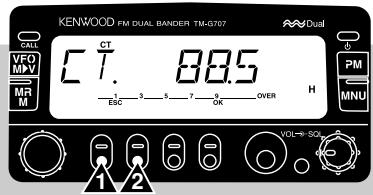 KENWOOD FM DUAL BANDER TM-G707 CALI CT 085 VFO MM MR M ESC 3 5 7 OK OVER H PM MNU VOL=SG 1 2
