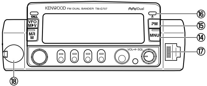 KENWOOD FM DUAL BANDER TM-G707 VFO MV MR M Dual PM MNU VOL→SQL 16 15 14 17 18