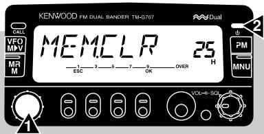 KENWOOD FM DUAL BANDER TM-G707 MEMCLR 25 ESC 1 3 5 7 9 OVER H PM MNU VOL-4-SO