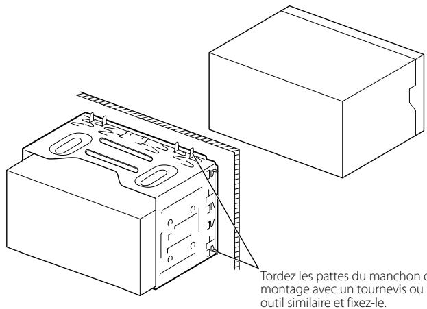 Tordez les pattes du manchon de montage avec un tournevis ou u outil similaire et fixez-le.