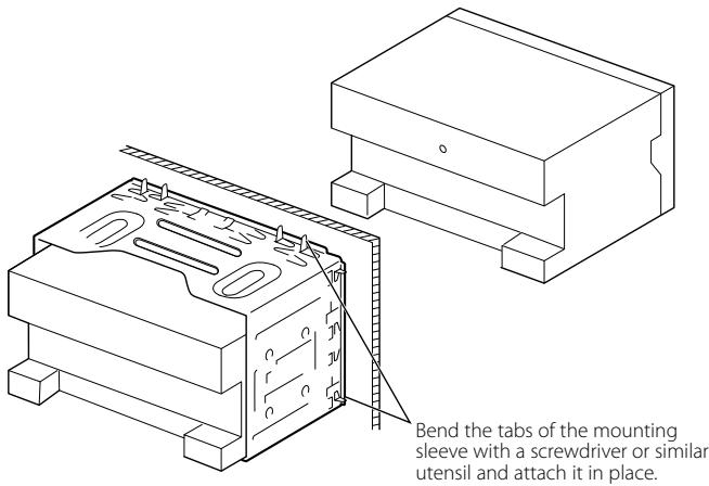 Bend the tabs of the mounting sleeve with a screwdriver or similar utensil and attach it in place.
