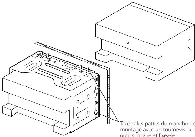 Tordez les pattes du manchon de montage avec un tournevis ou outil similaire et fixez-le.