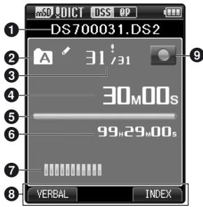 OLYMPUS DS-7000 - Affichage des indicateurs d'état (panneau ACL) - 1