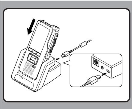 OLYMPUS DS-7000 - Branchez le câble USB au support. - 1