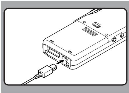 OLYMPUS DS-7000 - Branchez le câble USB à l'enregistreur. - 1