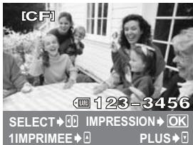 [C F] 123-3456 SELECT→OK IMPRESSION→OK 1IMPRIMEE→PLUS→
