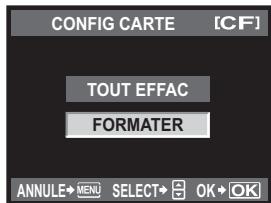 CONFIG CARTE [CF] TOUT EFFAC FORMATER ANNULE+ MENU SELECT+ OK+ OK