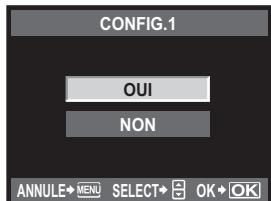CONFIG.1 OUI NON ANNULE→MENU SELECT→OK→OK