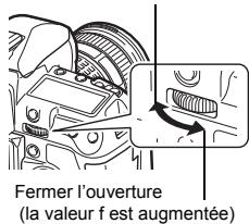 Fermer l'ouverture (la valeur f est augmentée)
