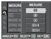 MESURE MODE R MODE A ZONE A ANTI-VIE MESURE ANNULE+MENU SELECT+ OK+OK