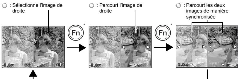 Sélectionne l'image de droite Parcourt l'image de droite Parcourt les deux images de manière synchronisée