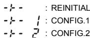 -/- : REINITIAL -/- - 1 : CONFIG.1 -/- - 2 : CONFIG.2