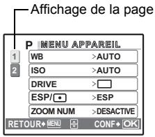 OLYMPUS MU 725 - Appuyez sur △▽ pour sélectionner un paramètre, puis sur OK FUNC. - 2