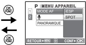 OLYMPUS MU 725 - Appuyez sur △▽ pour sélectionner un paramètre, puis sur OK FUNC. - 1