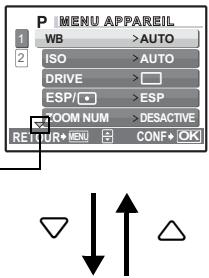 OLYMPUS MU 725 - Appuyez sur △▽ pour sélectionner un paramètre, puis sur OK FUNC. - 3