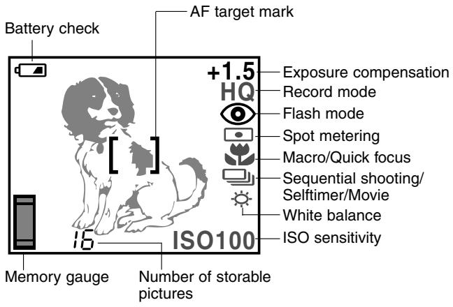 OLYMPUS C-200 ZOOM - Shooting mode display - 1