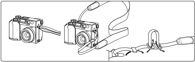 OLYMPUS C-3000 ZOOM - Attaching the strap - 1