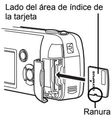 OLYMPUS C-460 ZOOM - Mantenga la tarjeta del lado correcto e insértela en la ranura de la tarjeta, tal como se indica en la ilustración. - 1