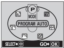 P MODE PROGRAM AUTO SELECT+ OK GO+ OK