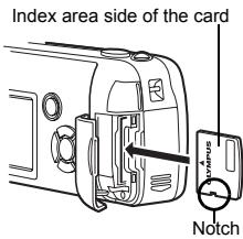 OLYMPUS C-460 ZOOM - Face the card the correct way and insert it into the card slot as shown in the illustration. - 1