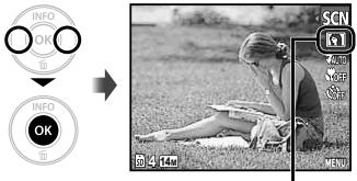 OLYMPUS VG-130 - Utilisez  pour selectionner le mode prise de vue que les yeux adapté à la scène, puis appuyez sur la touche. - 1