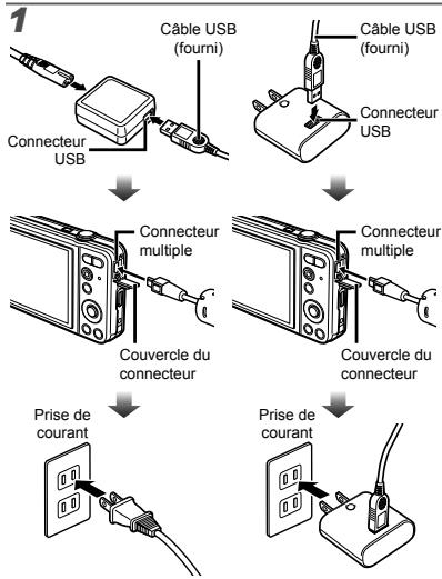 OLYMPUS VG-130 - Chargement de la batterie avec l'adaptateur secteur USB fourni - 3