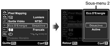 OLYMPUS VG-130 - Utilisez  pour selectionner le sous-menu souhaite 1 puis appuyez sur la touche - 1