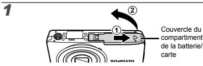 OLYMPUS VG-130 - Insertion de la batterie et de la carte mémoire SD/SDHC (vendue séparation) - 1