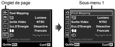 OLYMPUS VG-130 - Appuyez sur  pourmettrelesongletsde page ensurbrillance.Useilisez  pour selectionner la page souhaieteepuis appuyez sur > - 1