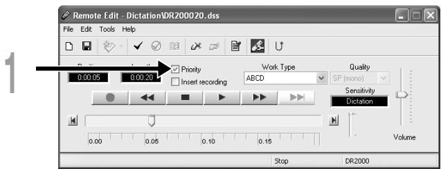 OLYMPUS DR-2000 - Press the B button on Directrec. - 1