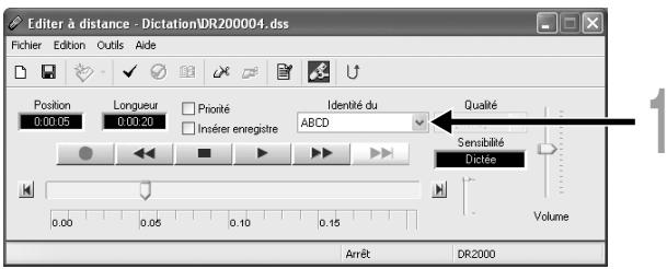 OLYMPUS DR-2000 - Sélectionnez le type de travail enregistré dans le paramètre ID de type de travail dans la fenêtre [Editer à distance]. - 1