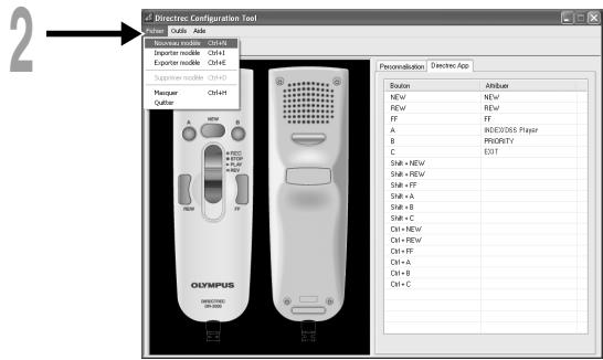 OLYMPUS DR-2000 - Programmation des touches de raccourci pour votre application souhaitée - 1