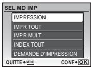 OLYMPUS Μ 1030 SW - Dans l'écran [SEL MD IMP], appuyez sur MENU. - 1