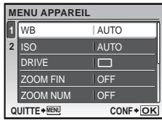 OLYMPUS Μ 1030 SW - Utilisez la molette de défilement △▽ pour sélectionner [MODE AF] et appuyez sur OK FUNC. - 2