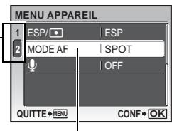OLYMPUS Μ 1030 SW - Utilisez la molette de défilement △▽ pour sélectionner [MODE AF] et appuyez sur OK FUNC. - 3